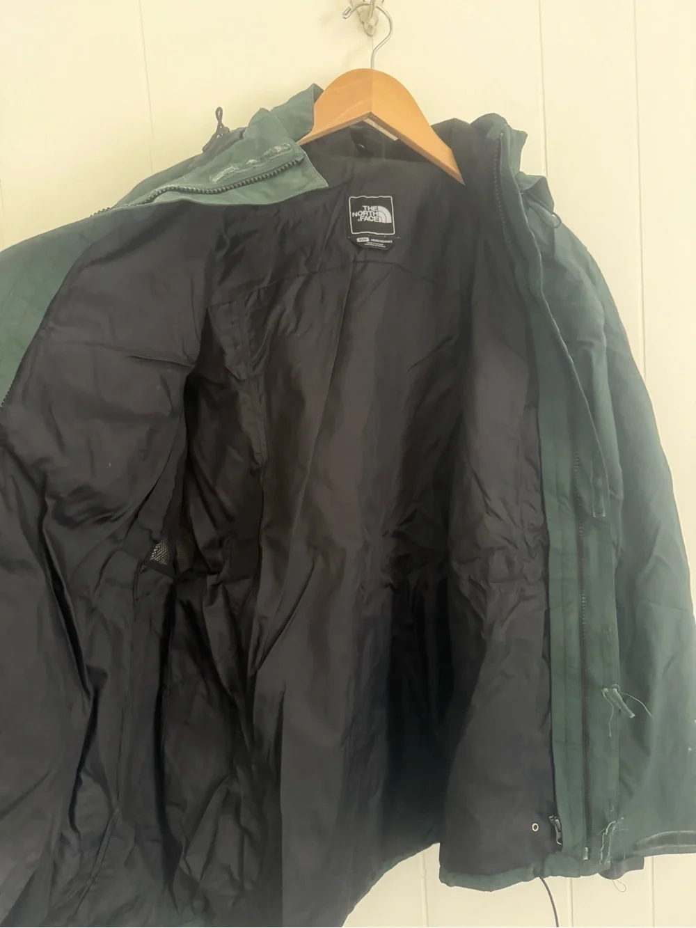The North Face Green and Black Waterproof Hooded Shell Jacket